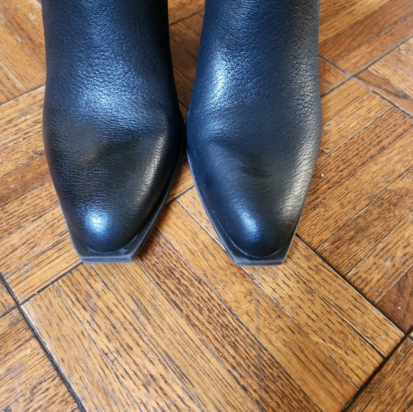 Crown Vintage Women’s Black Leather Ankle Booties Zip Block Heel Size 10M - Picture 11 of 13